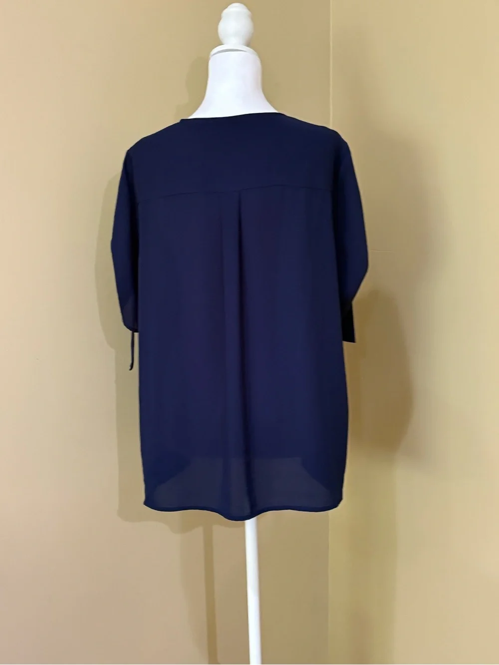 Michael Kors Navy Gold Zip V-Neck Blouse
